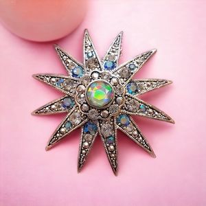 Monet Starburst Brooch with Spectacular Central Rhinestone